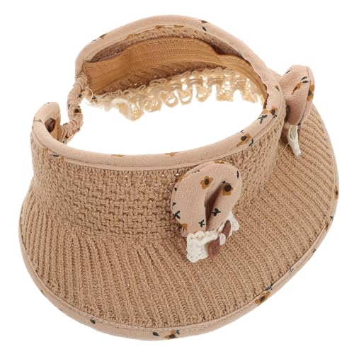 GALPADA Wide Brim Sun Hat with Bunny Ears Lightweight Breathable Outdoor Cap for Beach and Park Activities Stylish Lace Trim Sun Protection for Fits Coffee