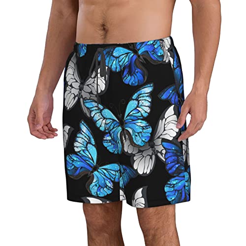 Kkaingg Dark Blue Butterflies Men's Swim Trunks Board Swim Shorts Swimsuit Swimwear Bathing Suit Funny Men's Beach Shorts2