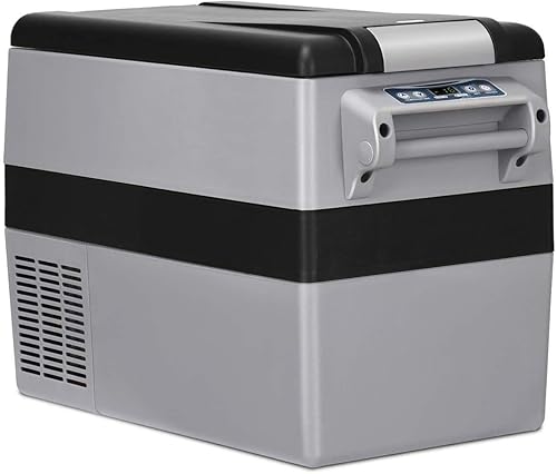 COSTWAY Refrigerador de automóvil, enfriador eléctrico de 44 cuartos de galón de 12 V/24 V con 3 niveles, pantalla LCD, diseño a prueba de golpes,