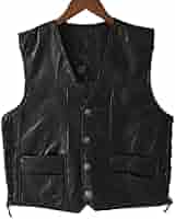 最終値下げ　黒 レザー バイカーベスト フロントボタン vsm1036_01.jpg