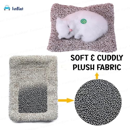 Image of FunBlast Cute Sleeping Cat Plush Toy with Meow Sound, Gift for Kids, Toy Accessories for Car Dashboard (TD-748-Full-White)
