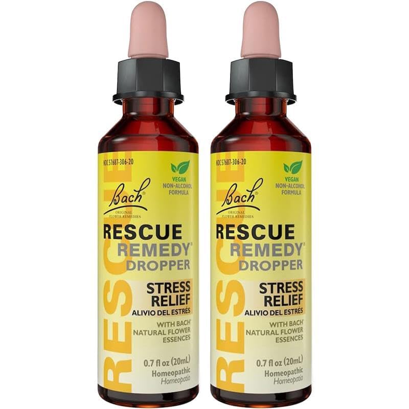 Bach RESCUE Remedy Dropper 20mL - Pack of 2 - Natural Stress Relief Homeopathic Flower Essence Vegan Gluten & Sugar-Free Non-Habit Forming (Non-Alcohol Formula)