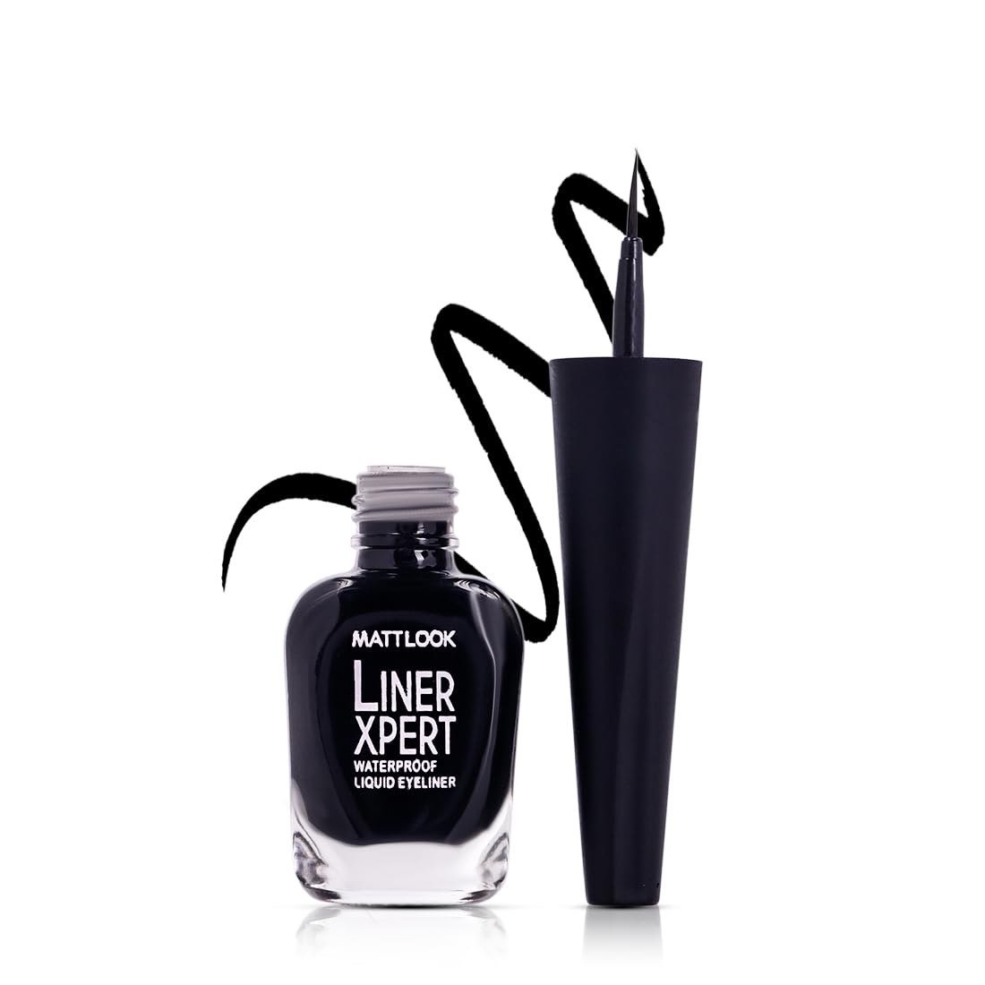 MATT LOOK Linerxpert Waterproof Liquid Eyeliner | Quick Drying Smudge Proof One Stroke Application Long Lasting Fine Tip Bold Dark Jet Black Eye Liner for Everyday Wear & Precise Winged Look (Black)-image-47