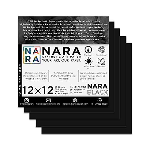NARA papier encre alcool noir 12x12 pouces 350 microns 10 feuilles