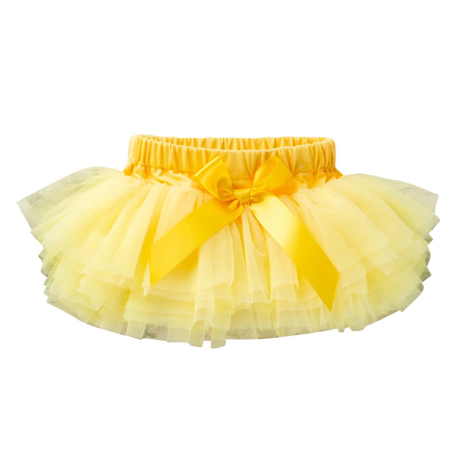 Toddler Baby Girls Layered Tutu Skirt Infant Girls Mesh Tulle Tutus Skirts Dance Ballet Skirts (Yellow, 6-12 Months)