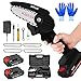 Mini Motosierra bateria 4 Pulgadas EléCtricas InaláMbricas, Motosierras EléCtricas PortáTiles De 24 V Y 500 W, Sierras de podar Motosierra Con 2 BateríAs Y 4 Cadenas ,Black mini chainsaw