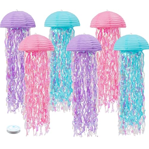 Mermaid Birthday Decorations, Jellyfish Paper Lanterns Pink Laven...