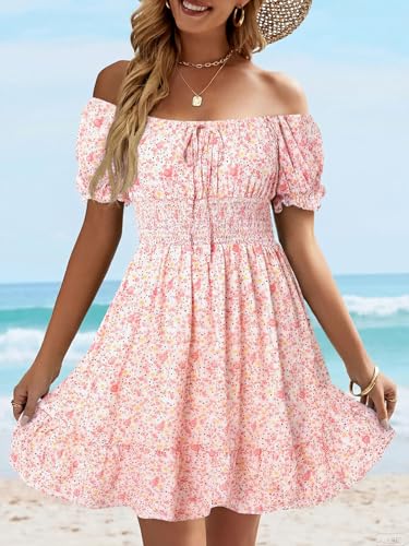 Image of Womens Babydoll Mini Dress Casual Square Neck Short Sleeve Summer Dresses