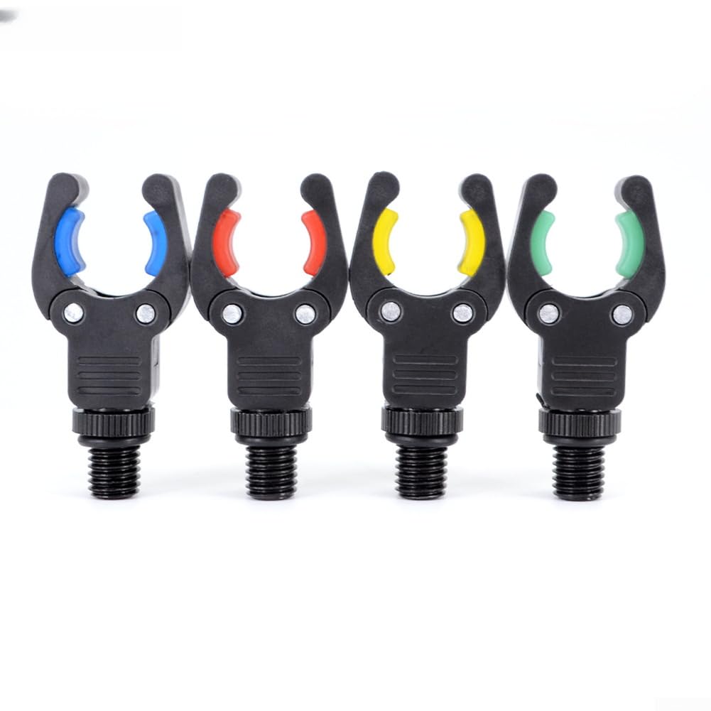 4pcs Carp Fishing Rod Rest Heads with Non-Slip Rubber Pads | U-Shaped Spring Clamp Butt Holder for Alarm Bar | Fits Rods up to 2.4cm | Black/Green/Blue/Orange
