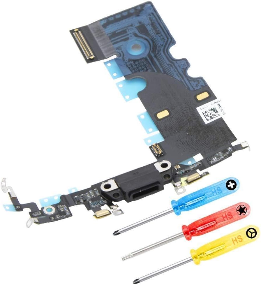 MMOBIEL Dock Connector Compatible with iPhone 8 Plus 2017 - Charging Port Flex Cable - Headphone Port/Microphone/Antenna Replacement - Incl. Screwdrivers - Black