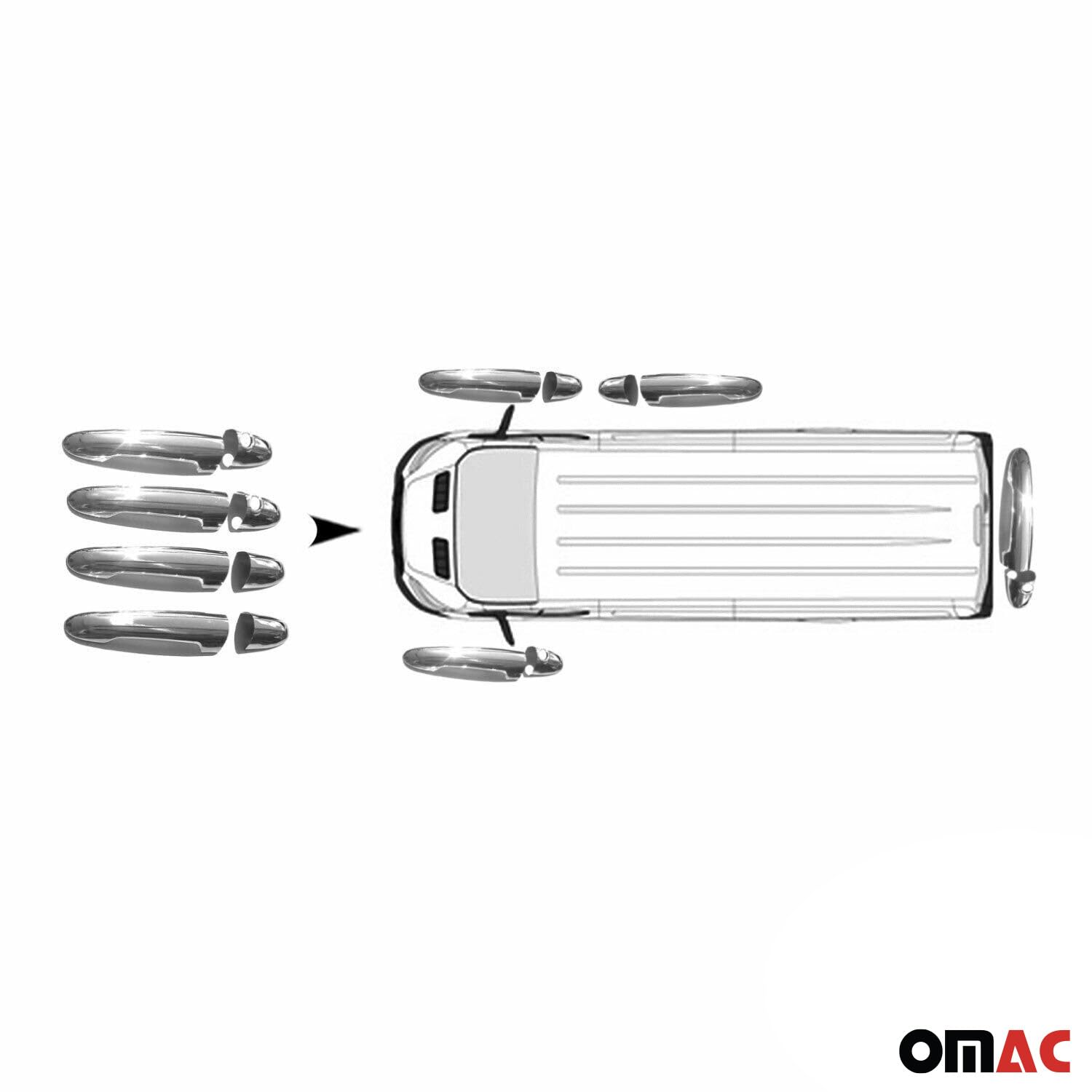 OMAC Türgriff Blende Türgriffkappen kompatibel mit Mercedes Sprinter W906 2006-2018 Edelstahl Chrom Matt 8tlg