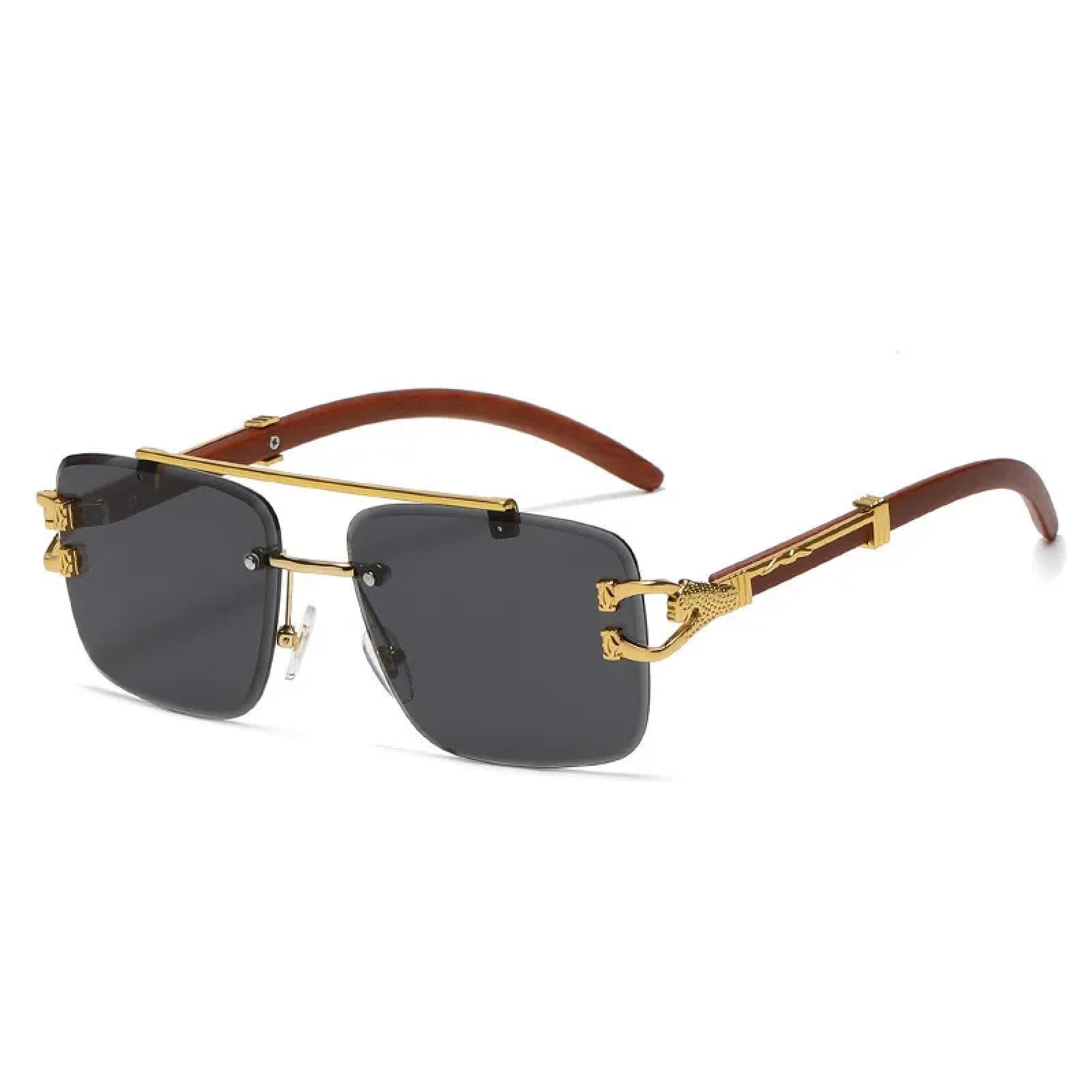 Lunettes de soleil carrées sans monture finitions épurées et design unisexe premium
