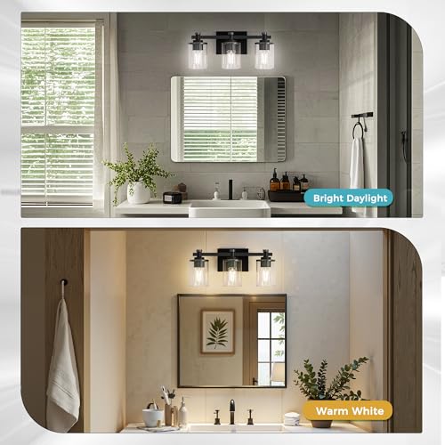 Image of DORESshop Bathroom Vanity Light Fixture Over Mirror 20 Inch Matte Black
