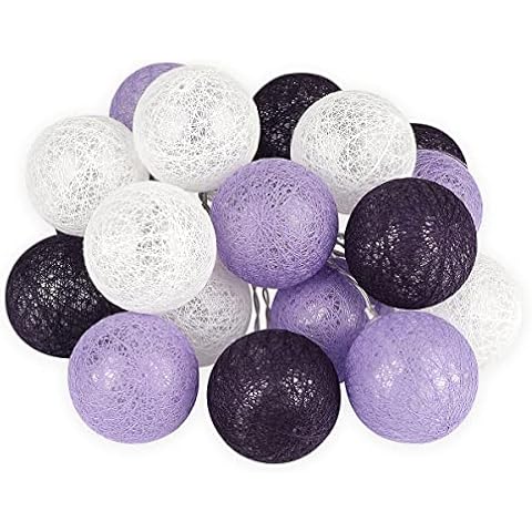 KWODE Cadena de luces con bolas de algodón en color lila para interiores de 3,5 m Cover