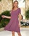 AUSELILY Women's Short Sleeve Summer Dress Pleated Loose Swing Knee Length Dresses with Pockets 2026 New Mauve S