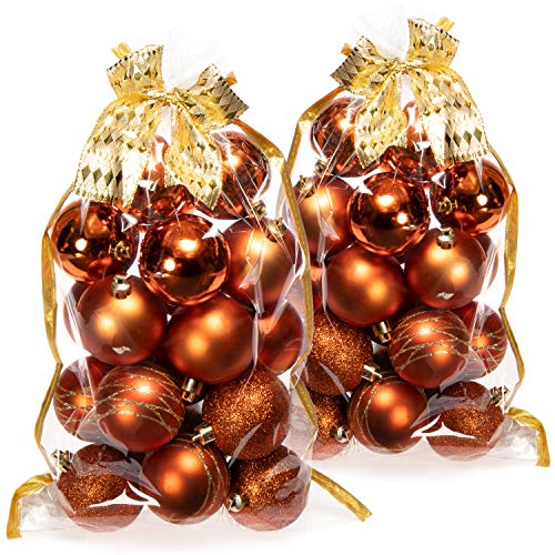 com-four® 40x Palle di Natale, Palle di Natale infrangibili in plastica per Natale, Decorazioni per L'Albero di Natale con ciondoli, Ø 6 cm