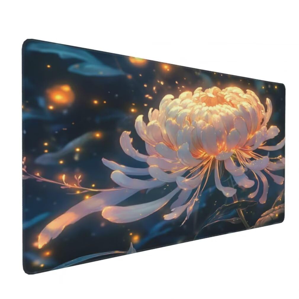 Tappetino Mouse XXL 1000x500mm Crisantemo Grande Mouse Pad, Tappetino Scrivania Grande Mousepad Gaming con Bordi Cuciti, Tappeto Scrivania con Base Antiscivolo per Ufficio e Casa (Onirico) -MP1556