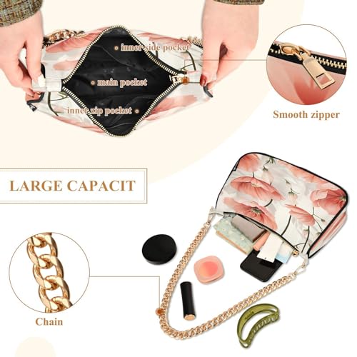 Image of Shoulder Bags for Women Flower Floral Hobo Tote Handbag Small Clutch Purse with Zipper Closure