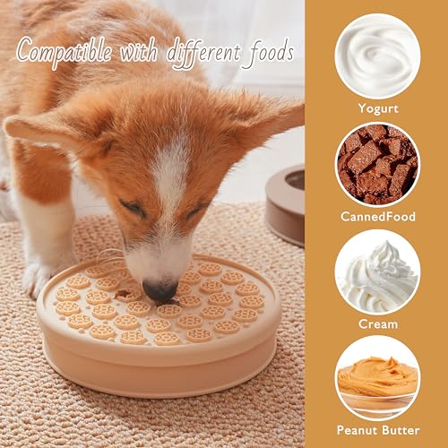 2 tigelas multifuncionais de silicone para lamber para cães com tapete para lamber e formas de petis