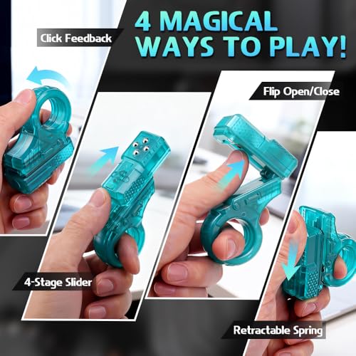 Image of Fidget Slider Finger Ring Hand Roller Clicker Toy for Focus Toy, EDC Fingertip Textured Flip for Kids Teens Adults- Plastic /Blue