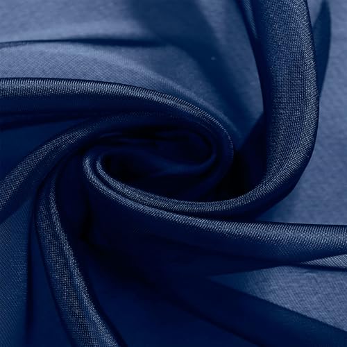 Voilage a oeillets bleu foncé rideau premium effet mousseline de soie 200 x 145 cm
