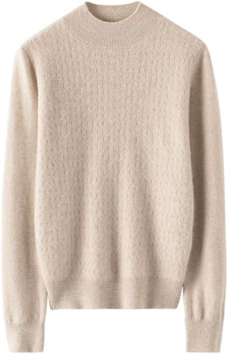 お早めに!! zhangxin ウールセーター 秋冬 レディース ラウンドネック 長袖 プルオーバー(Beige,L)