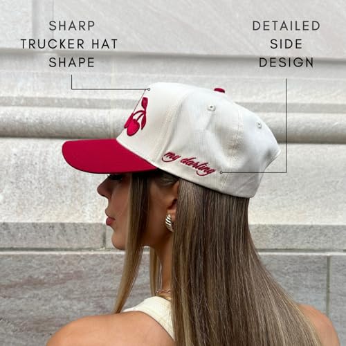 Image of Vintage Fashion Trucker Hat | Men & Women | Trendy Cute Retro Red Caps for Country & Western | Camo Fur Cotton | Snapback