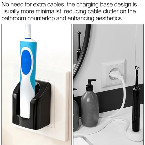 KingYH Elektrische tandenborstel, draadloze wandlader voor Oral-B bruin, EU-stopcontact voor Oral-B Pro Vitality Genius X iO3 iO4 iO5 iO6 (zwart, elektrisch) - Afbeelding 5