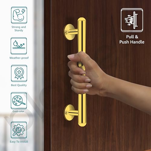 Image of Plantex Main Door Handle /8 Inch Handle for Main Door /Pull-Push Handle for Door - Pack of 1 (S-142, Gold)
