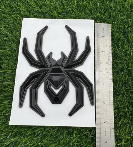 Image of 1pc Big 5.5inch Spider Emblems 3D Fender Rear Door Badges Custom Sticker Nameplate Replacement for Universal Car Body Motorcycle SUV Widow Door Edition Decoration (All Black)