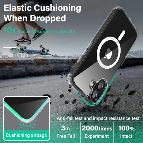 Image of ONES for iPhone 16 Plus Case Transparent Magnetic Phone Case, Compatible with MagSafe【Military Grade Protection Shockproof Airbag】【Scratch-Resistant & Anti-Yellow 】 Thin, Clear Silicone Cover