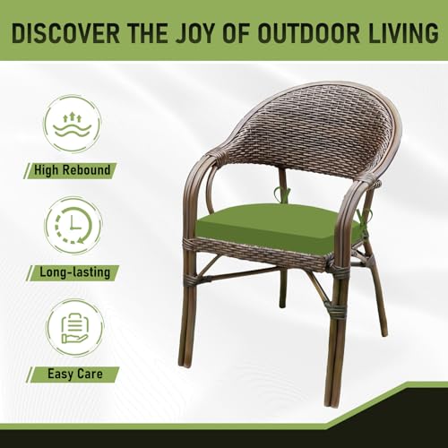 Image of Basic Beyond Outdoor Chair Cushions Set of 4, Outdoor Cushions for Patio Furniture, Water Resistant Patio Chair Cushions with 2 Ties, 17x16x2, Grass Green
