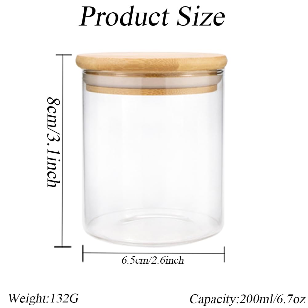 2 recipientes vacíos de vidrio transparente grueso para el hogar, cocina, almacenamiento de alimentos, ollas con tapas de madera herméticas, botellas herméticas para café, granos, té, azúcar, 2