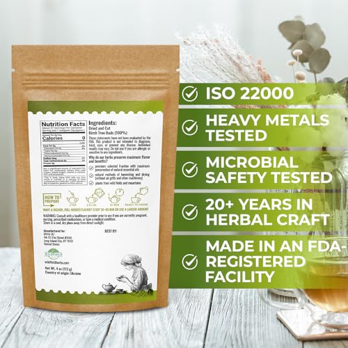 Image of 4 oz. Birch Tree Buds Herbal Tea (Betulae Gemmae) - 113g Dried Birch Tree Buds Betula Pendula Herb Tea Hojas Te De Abedul