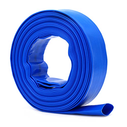10m x 25mm (1 Inch) Diameter Layflat Discharge Pond Hose Pipe Lay Flat Submersible Pump Water Pump Hose, Blue