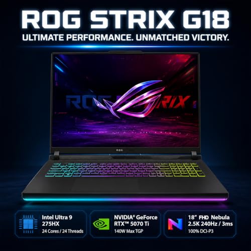 Image of ASUS ROG Strix G18 Gaming Laptop RTX 5070 Ti Intel Ultra 9 275HX 64GB 4TB