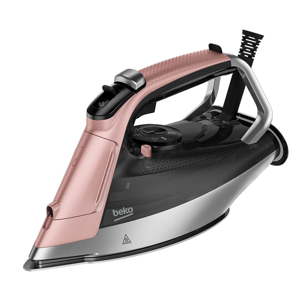 Beko SIM8130P Steam Iron, 3000 W, 270g/min, Capacity 350ml, Soft Glide, Vertical Ironing, Auto-Shut - Pink