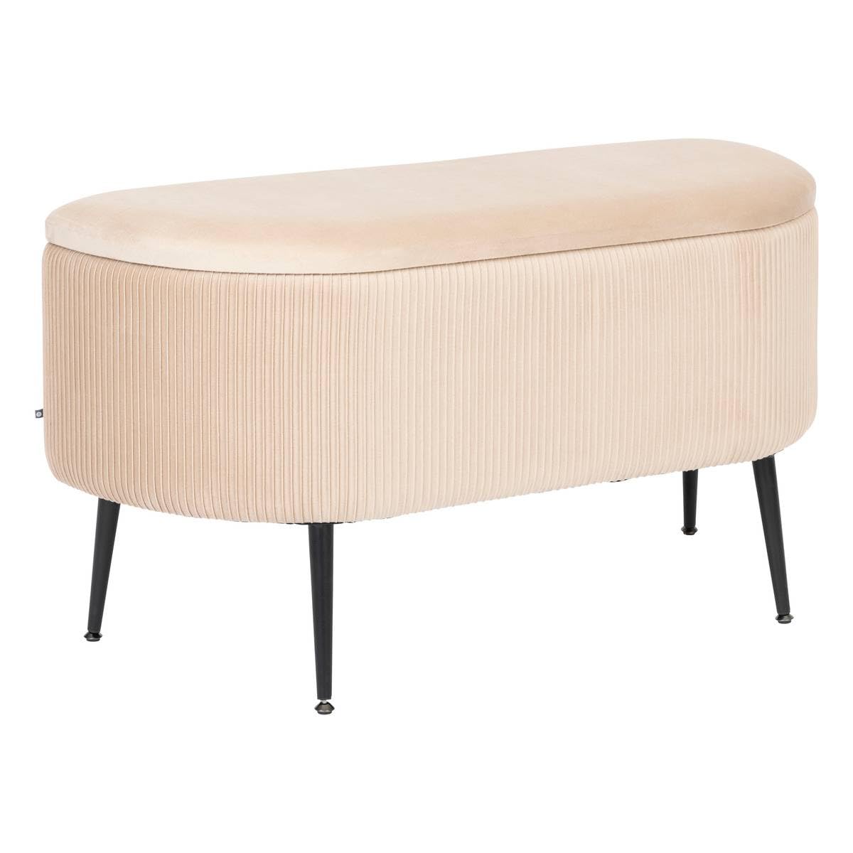 Atmosphera - Banc Coffre de Rangement Solaro - Beige Velours Côtelé, 100 x 40 x 53 cm - pour Chambre, Entrée, Bout de Lit