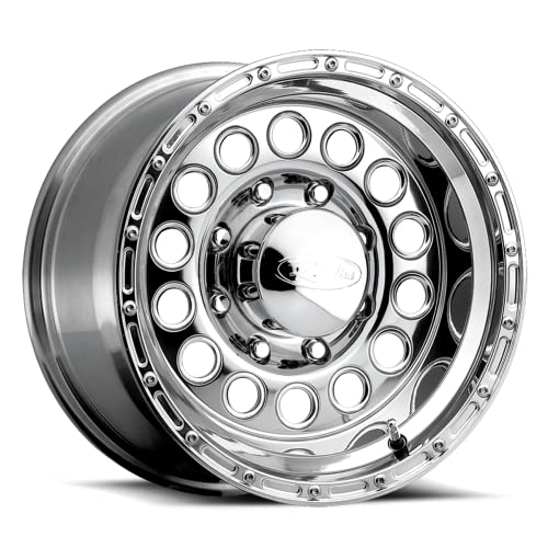 Raceline Wheels 887 ROCKCRUSHER Wheel Polished 16X10'8X6.5 Bolt Pattern -24mm Offset/(4.56'B/S) Aluminum Passenger Car Wheels, Full Size Replacement Chrome Car Rims