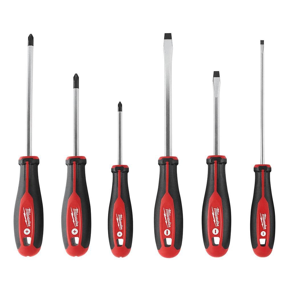 Milwaukee 48-22-2706 Set di 6 viti a croce e intaglio a testa piatta con punte magnetiche e maniglie trilobate