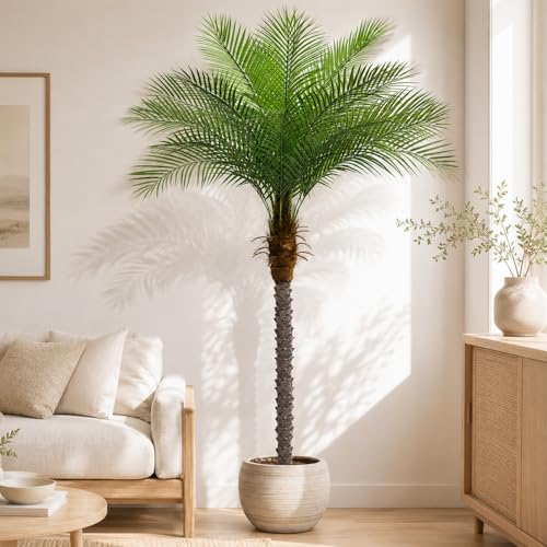 Image of 7ft Artificial Phoenix Palm Tree, Faux Coconut Silk Tropical Fake Palm Plant for Indoor Outdoor Home Office Patio Bathroom Pool Coastal Decor(Set of 2)