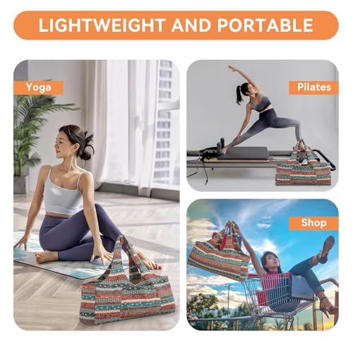 Oversized Yoga Mat Bag, Etnische Stijl Yoga Mat Tote Ademend Canvas Yoga Mat Sling Carrier Met Voorzak Voor Vrouwen Mannen - Afbeelding 3