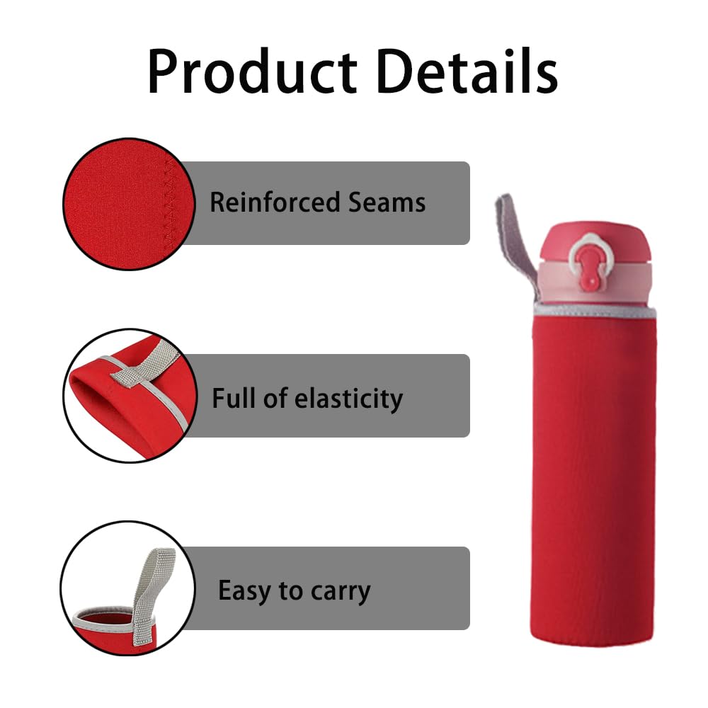 WsKingWA Neoprene Sleeve Carrier Pouch for Outdoor Hiking Travel (550ml) (Red), 550 ml - Image 3