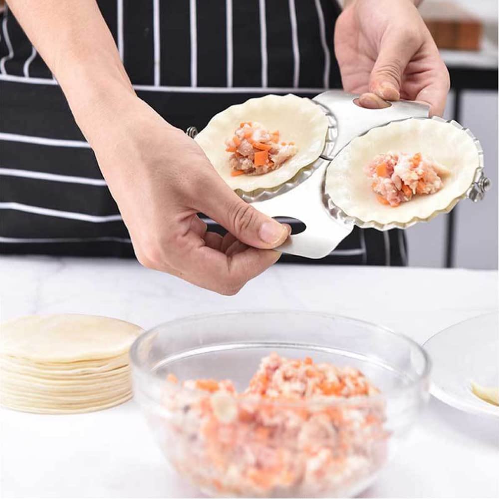 Amazon.com: XIAN 不鏽鋼快速雙餃子製作工具不鏽鋼餛飩模具Pierogi