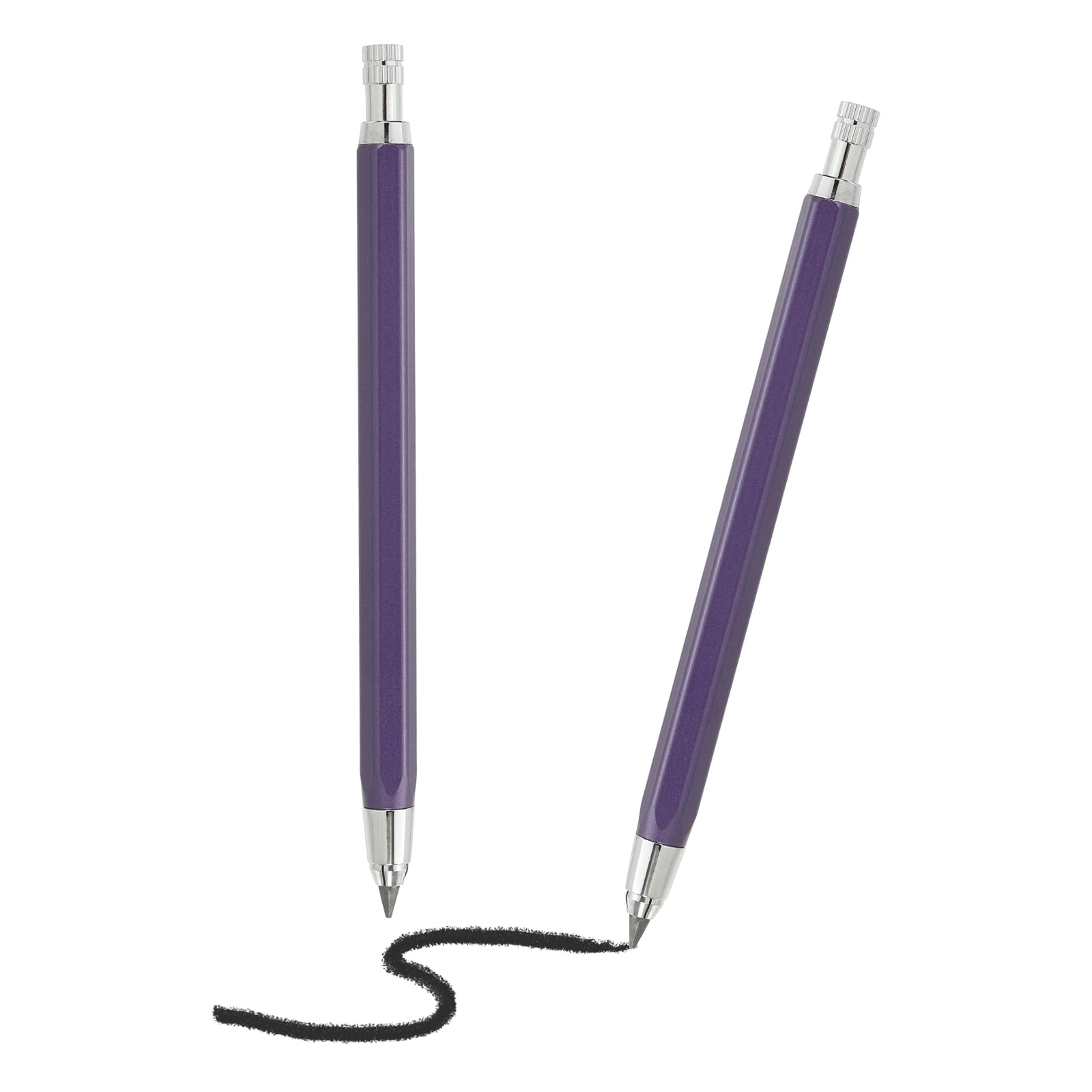 PATIKIL 2pcs Mechanical Pencil 4.0mm, Lead Pencils Mechanical Holder Large Automatic Metal Holder with Sharpener for Graphite Lead Pencil Drawing Art Sketching Woodworking, Purple