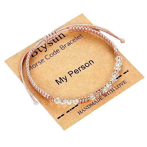 Btysun Morse Code Bracelets for Women Christmas Gift Stocking Stuffers for Teens Pink Braided Bracelets Inspirational Best Friend Birthday Gifts for Her High School Graduation Gifts for Her 2025 Mom Bracelet Jewelry