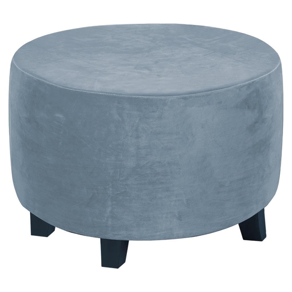 TWISAXC Small Round Footstool Covers Slipcover Offering Aesthetic Decor Solutions For Ottomans Foot Chairs And Stylish Living Spaces Foot Stools Footstool Center Tables Living, Gray blue, 48-55cm
