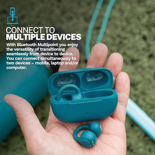 JLab Flex Open Earbuds, Clip-on Cuff Design, Wireless Open-Ear Audio Freedom Effortless Fit, Safe Listening, Bluetooth Multipoint, Customize with The App, Teal - Image 6