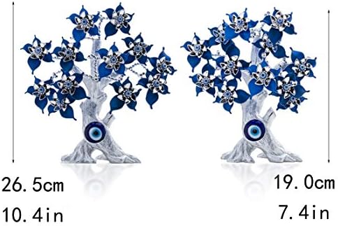 YU FENG Turkish Blue Evil Eyes Flower Silver Lucky Money and Evil Eye Tree for Home Protection Gift