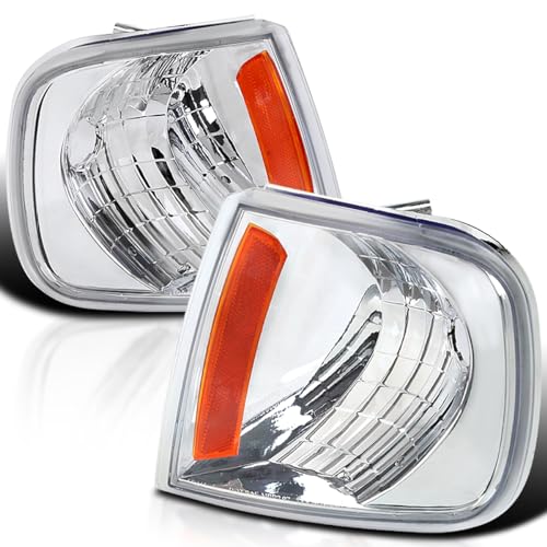 SPEC-D TUNING Clear Signal Corner Lights Compatible with 1997-2003 Ford F150, 1997-2002 Expedition, Left + Right Pair Assembly